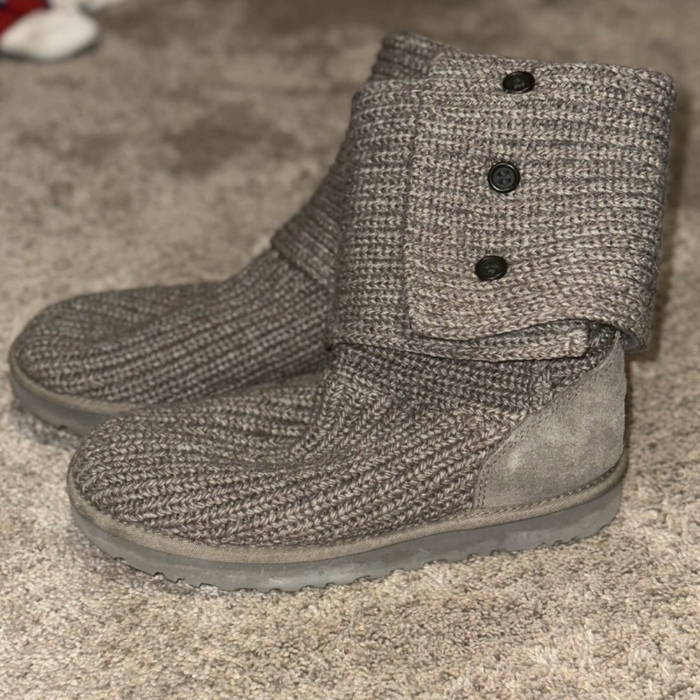 UGG Charcoal Knit Boots with Buttons